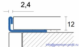 Г образный профиль прямой для плитки из нержавеющей стали 12 мм AISI 304 Полированная