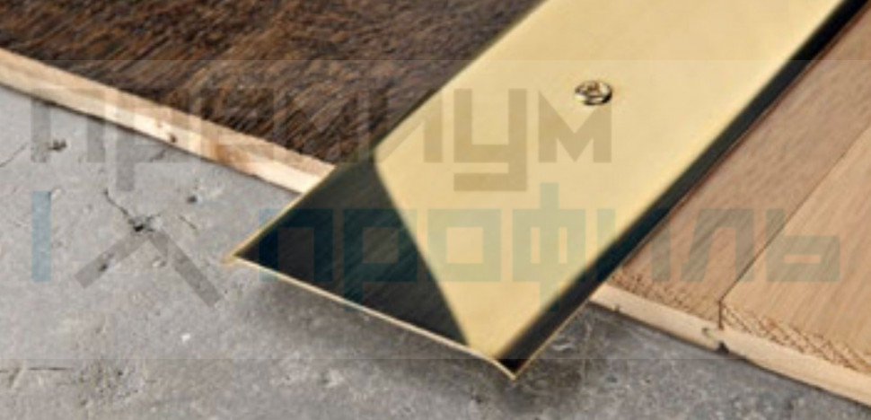 Плоский порожек для пола латунный полированный PROPLATE PETOL 60F 60мм 2.7м на крепеж Progress Profils