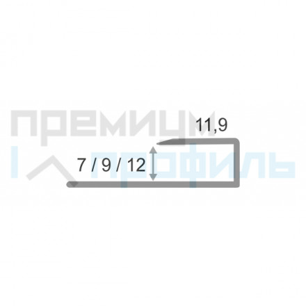 Алюминиевый П-образный Профиль Серебро Матовый 9,10мм ПО П10