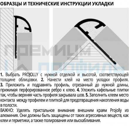 Наружный профиль под плитку PROJOLLY PJAA 06-2.7м 6мм алюминиевый серебро Progress Profils